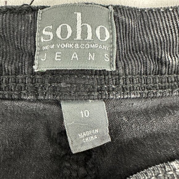 Soho New York Company Black Corduroy Straight Leg Jeans Womens Size 10 Stretchy - Picture 4 of 6